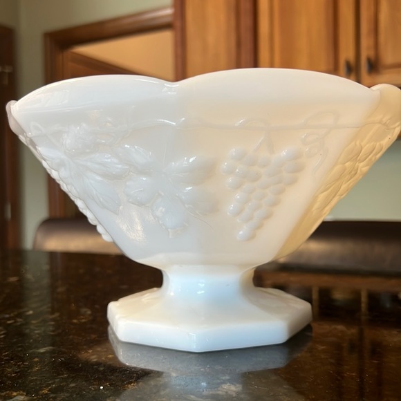 Vintage Dining Vintage Milk Glass Fruit Compote Bowl Poshmark
